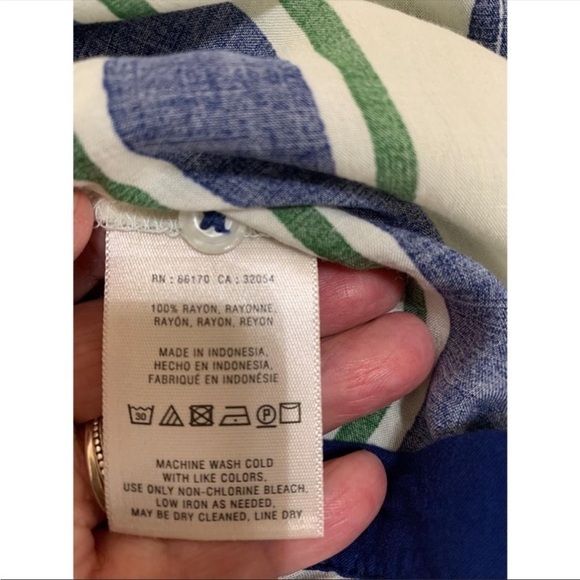 Anthropologie Maeve Rayon Long Sleeve Button Down Striped Blouse - Picture 4 of 7